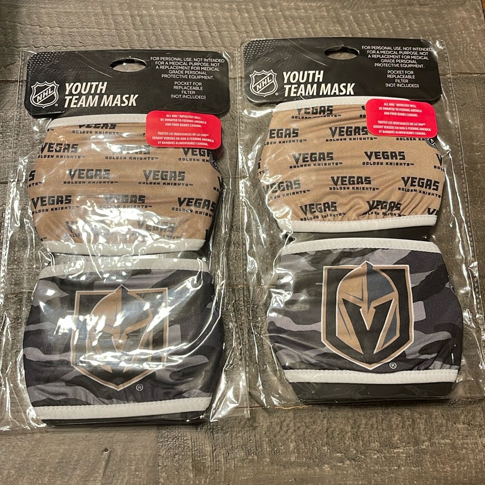 NHL Youth Team Masks Vegas Golden Knights 2 packs of 2